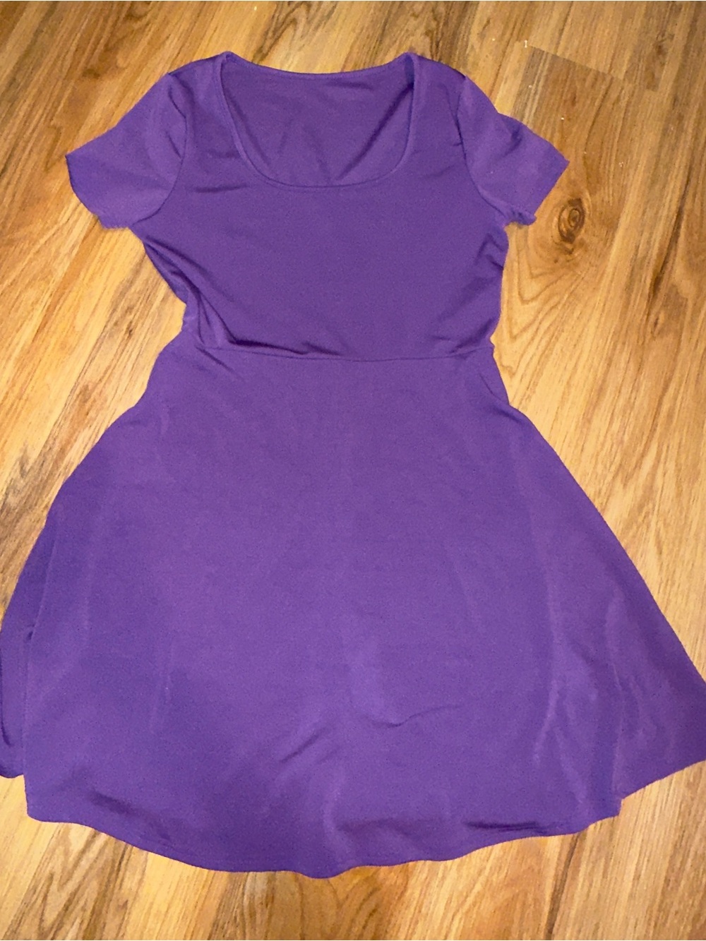 Women's Purple Fit-and-Flare Scoop Neck Dress